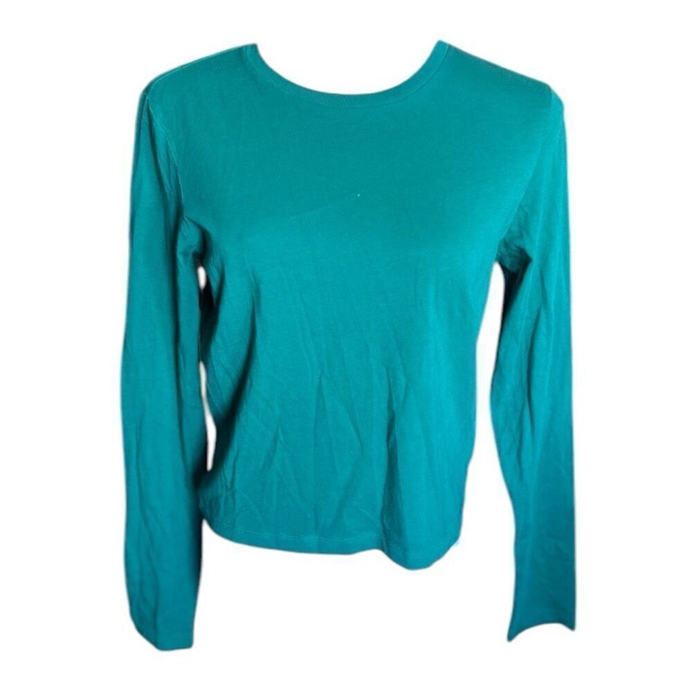 Womens Victorias Secret PINK Spruce Green Long Sleeve Tee Shirt - Sz S